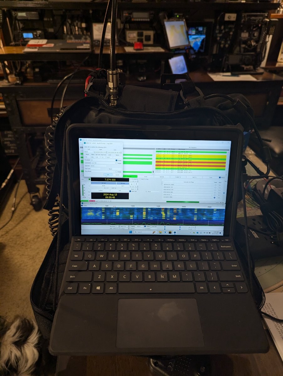Manpack in the shack.  Logging my first successful FT8 contact!