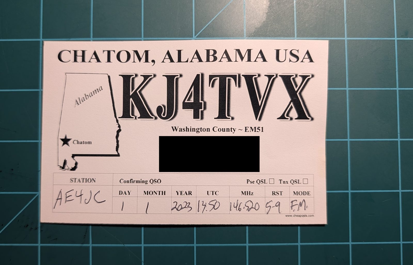 QSL card from KJ4TVX