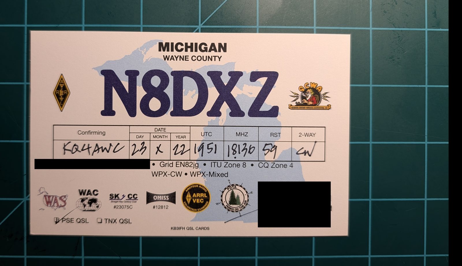 QSL card from N8DXZ